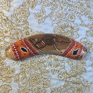 Handcrafted Boomerang with Aboriginal Art
